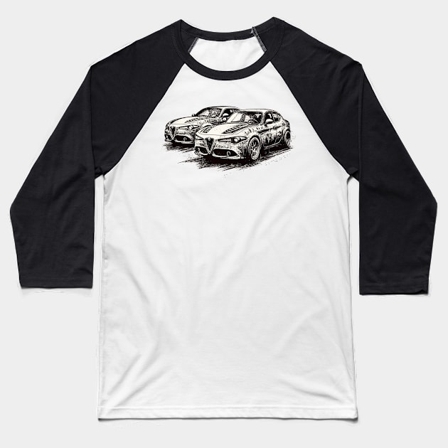 Alfa Romeo Giulia Baseball T-Shirt by Vehicles-Art